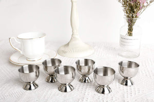 Stainless Steel Egg Cups Set for Hard Soft Boiled Eggs with 6 Egg Cup Holders 6 Egg Spoons