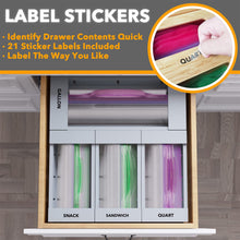 Load image into Gallery viewer, SpaceAid Bag Storage Organizer for Kitchen Drawer, Bamboo Organizer, Compatible with Gallon, Quart, Sandwich and Snack Variety Size Bag (4 Pack)