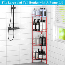 Load image into Gallery viewer, 4 Tier Floor Standing Corner Shower Caddy Organizer Shelf with Hooks, Bathroom Shelves Stand Rack, Black