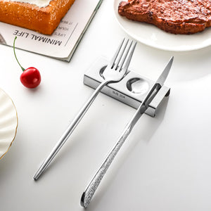 YellRin Knife Spoon Rests Stainless Steel Spoon Fork Knife Rest Rack Flatware Holder Set of 4 for Dining Table Hotel Restaurant ﻿ (size 3)