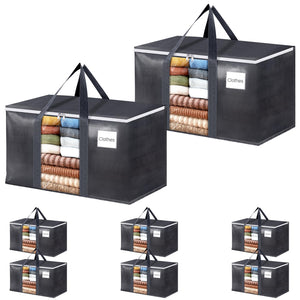 HomeHacks Extra Large Moving Bags with Visible PVC Window, Lightweight but Durable Storage Bags with Reinforced Handles, Storage Totes for Packing, Moving, Storage (93L, 6-Pack)