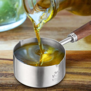 Measuring Cup with Wooden Handle Set of 2, 1 Cup and 1/2 Cup Stainless Steel Measuring Cups for Baking Cooking