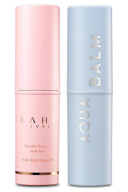 KAHI Multi Balm Max Daily Face Moisturizer + Aqua Korean Sunblock Stick | All-in-One Hydrating Lip, Eye, Neck Cream, Make Up Base & Face Mist Moisture Stick (0.30 fl oz, EA)