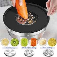 Load image into Gallery viewer, Umite Chef Mixing Bowls with Airtight Lids Set, 8PCS Stainless Steel Khaki Nesting Bowls with Grater Attachments, Kitchen Bowls with Non-Slip Bottoms, Size 5, 4, 3.5, 2, 1.5QT for Mixing &amp; Serving