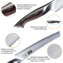 Load image into Gallery viewer, Bread Knife 10 inch, Japanese High Carbon Stainless Steel Serrated Bread Knives, Professional Bread Cutting Knife for Homemade Bread