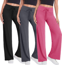 Load image into Gallery viewer, TNNZEET 3 Pack Women's Wide Leg Pants - Casual Loose Yoga Pants Sweatpants Lounge Pajama Pants