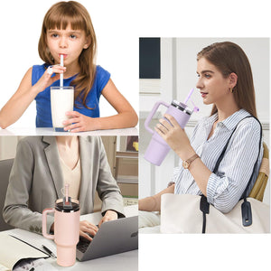 6PCS Extra Long Silicone Straws with Covers, Reusable Straws for 40 oz Tumbler, Compatible with Stanley 40oz Tumbler