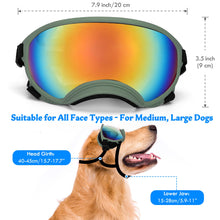 Load image into Gallery viewer, Large Dog Sunglasses Dog Goggles Pet Glasses Pet Eyewear with Adjustable Strap,Glasses for Medium Large Dog Swimming Skating Glasses UV Proof Windproof Dustproof