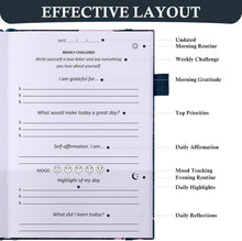 Load image into Gallery viewer, Comkiso Gratitude Journal with 4 Inspirational Stickers: Undated Daily Gratitude Journal for Women and Men - More Happiness, Affirmation, and Mindfulness in A Few Minutes with Prompts &amp; Quotes (Peony)