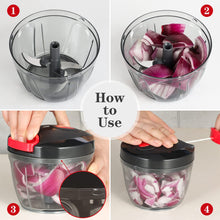 Load image into Gallery viewer, Manual Food Chopper Vegetable Cutter, Hand String Vegetable Chopper Onions Cutter for Vegetable Fruits Nuts BPA Free Food Safe Material, 550ml Gray