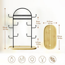 Load image into Gallery viewer, Jewelry Organizers Storage 12.9&#39;&#39; Earring Ring Bracelet Holder Display Stand Necklace Tree With Wooden Tray Black