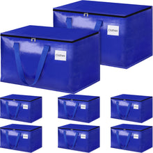 Load image into Gallery viewer, HomeHacks Moving Bags, 8-Pack Heavy Duty with Strong Zippers and Handles Collapsible Moving Supplies, Storage Totes for Packing &amp; Moving Storing 93L-8 Pack (Blue)