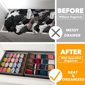 SpaceAid Drawer Organizer Clothes, 12 Pack Dresser Organizer Bins for Nursery, Closet Organization and Storage Dividers for Clothing, Baby Clothes, Underwears, Socks (Black)