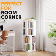 Load image into Gallery viewer, SpaceAid 6 Tier Rotating Bookshelf Tower, Bamboo Spinning Book Shelf, Revolving 360 Bookcase Storage Swivel Round Carousel, Vertical Rotate Turning Spiral Corner Organizer (6-Tier Walnut)