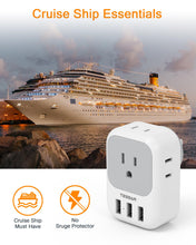 Load image into Gallery viewer, USB Charger Block, TESSAN Wall Plug Adapter with Electrical 4 Box Splitter 3 USB Wall Charger Ports, Multi Plug Outlet Extender Charging for Cruise, Travel, Office, Dorm Essentials