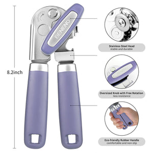 Beneno Can Opener Manual with Magnet, Hand Held Heavy Duty Can Opener with Durable Sharp Blade Smooth Edge, Big Effort-Saving Knob, Soft Grip Rubber Handle, Multifunctional Bottle Opener, Green