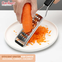 Load image into Gallery viewer, Lemon Zester Grater Three-piece Suit - Heavy Duty Kitchen Tool for Parmesan Cheese, Ginger, Garlic, Nutmeg, Chocolate, Vegetables，Fruits，Stainless Steel Grater Dishwasher Safe Black