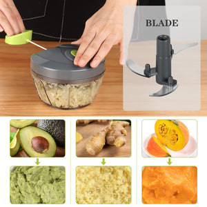Manual Food Chopper Vegetable Cutter, Hand String Vegetable Chopper Onions Cutter for Vegetable Fruits Nuts BPA Free Food Safe Material, 550ml Gray