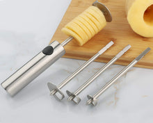 Load image into Gallery viewer, Veggie Core Drill Stainless Steel Vegetable Spiral Cutter Spiralizer Set of 4 for Coring and Hollowing out Zucchini, Potatoes, Carrot, Pear (Veggie Core)