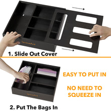 Load image into Gallery viewer, SpaceAid Bag Storage Organizer for Kitchen Drawer, Bamboo Organizer, Compatible with Gallon, Quart, Sandwich and Snack Variety Size Bag (1 Box 4 Slots)
