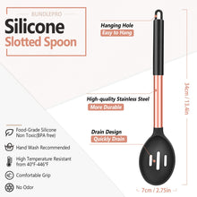 Load image into Gallery viewer, Pack of 2 Large Silicone Cooking Spoons,Non Stick Solid Basting Spoon,Heat-Resistant Kitchen Utensils for Mixing,Serving,Draining,Stirring (BLACK)