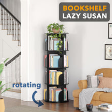 Load image into Gallery viewer, SpaceAid 4 Tier Rotating Bookshelf Tower, Spinning Bookcase Lazy Susan, Revolving 360 Book Shelf Storage Round Carousel, Vertical Rotate Turning Spiral Corner Organizer, White