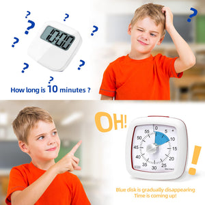 Secura 60-Minute Visual Timer, Silent Study Timer for Kids and Adults, Time Clocks, Time Management Countdown Timer for Teaching (Pink)