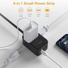 Load image into Gallery viewer, Small Flat Plug Power Strip, TESSAN Ultra Thin Extension Cord with 3 USB Wall Charger (1 USB C), 3 Outlets Mini Charging Station, 5 ft Slim Plug for Cruise Travel Office School Dorm Room Essentials