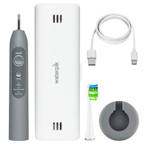 Waterpik Sensonic Sonic Electric Toothbrush, Rechargeable Toothbrush for Adults with 3 Modes, Travel Case, USB Charger, White STW-03W020, Packaging May Vary