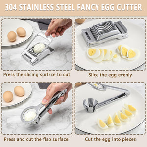 Egg Slicer Hard Boiled Eggs Slicer Stainless Steel Wire Egg Slicer Heavy Duty Aluminium Egg Cutter for Egg Strawberry Soft Fruit