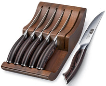 Load image into Gallery viewer, Steak Knives Set of 6, Ultra Sharp 4.5 Inch Serrated Steak Knife Set, Japanese High Carbon Steel Kitchen Steak Knives with Ergonomic Handle