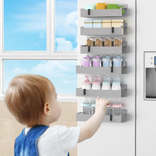 Load image into Gallery viewer, 6 Pack Magnetic Spice Rack Organizer for Refrigerator and Oven, Light Grey Fridge Organizers and Storage for Kitchen