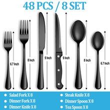 Load image into Gallery viewer, 24 Pcs Silverware Set with Steak Knives Service for 4,Stainless Steel Flatware Set,Mirror Polished Cutlery Utensil Set,Home Kitchen Eating Tableware Set,Include Fork Knife Spoon Set,Dishwasher Safe