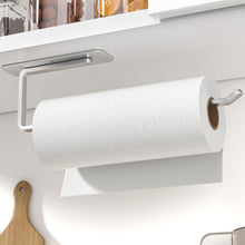Load image into Gallery viewer, Paper Towel Holder Under Cabinet - Both Available in Adhesive and Drilling - Black Paper Towel Holder Wall Mount - Upgraded Aluminum Paper Towel Rack for Kitchen, Bathroom