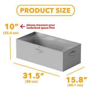 SpaceAid 2 Pack 10" High Under Bed Storage Containers, Large Underbed Storage Organizer Bins with Lids for Bedroom, Dorm, Clothes, Closet Organization, Bed Sheets and Blankets (Gray)