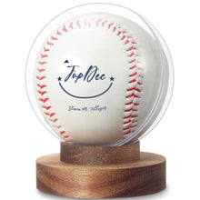 Load image into Gallery viewer, JupDec Baseball Display Case, Round Clear Ball Holder with Wooden Base, Autograph Baseball Stand Box for Single Ball, Acacia Wood, Brown