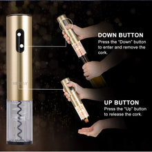 Load image into Gallery viewer, Secura Electric Wine Opener, Automatic Bottle Corkscrew Opener with Foil Cutter, Rechargeable (Champagne Gold)