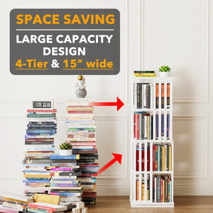 SpaceAid 6 Tier Rotating Bookshelf Tower, Bamboo Spinning Book Shelf, Revolving 360 Bookcase Storage Swivel Round Carousel, Vertical Rotate Turning Spiral Corner Organizer (6-Tier Walnut)