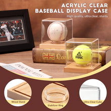 Load image into Gallery viewer, JupDec Baseball Display Case, Clear Cube Baseball Holder with Wooden Base, Autograph Baseball Stand Box for Single Ball, Acacia Wood, Black, 1 Pack