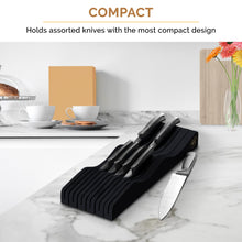 Load image into Gallery viewer, Bambüsi In-Drawer Knife Block - Bamboo Knife Drawer Organizer for Kitchen - Fits 5 Long + 6 Short Knives - Store Knives with Blades Pointing Down - Wooden Steak knife Holder without Knives