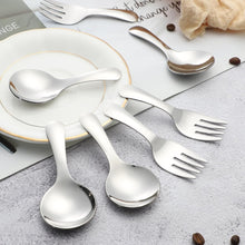 Load image into Gallery viewer, Stainless Steel Short Handle Thickened Small Round Spoons and Forks For Honey Candy Coffee Tea Salt Jam and Mustard - Ice Cream Dessert Spoon