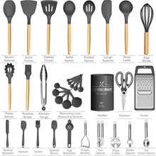 Load image into Gallery viewer, Umite Chef Silicone Kitchen Utensil Set, 34PCS Heat Resistant Kitchen Gadgets and Tools With Grater, Wood Handles for Nonstick Cookware