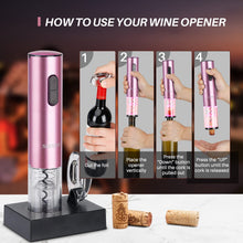 Load image into Gallery viewer, Secura Electric Wine Opener, Automatic Bottle Corkscrew Opener with Foil Cutter, Rechargeable (Champagne Gold)