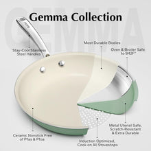 Load image into Gallery viewer, Redchef Ceramic Saute Pan with Lid, Nonstick Deep Frying Pan, 5QT Jumbo Cooker with Helper Handle &amp; Lid, Non Toxic Ceramic Cooking Pan, Chef Pan, Dishwasher &amp; Oven Safe, PFAS PFOA &amp; PTFE Free with 3PC