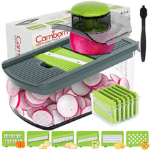 Load image into Gallery viewer, Mandoline Slicer Vegetable Slicer With 2 L Container for Potatoes, Tomatoes, Cucumbers, Carrots With 10 Blades White