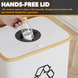 SpaceAid Recycling Bin for Kitchen 26 Gallon, 100L Recycle Bin with Lid and 2 Reusable Inner Bags, for Bottle Can Glass Plastic Stickers, Blue
