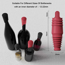 Load image into Gallery viewer, Silicone Wine Stopper Reusable Wine Bottle Stopper, 8Pcs Champagne Stoppers for Bottles, Food Grade Rubber Wine Stoppers for Wine Bottles (Black+Red)
