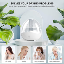 Load image into Gallery viewer, Humidifiers for Bedroom, Ultrasonic Cool Mist Humidifier, Desk Humidifiers Essential Oil Diffuser with Removable 1.5L Water Tank for Baby Nursery and Plants, Up To 24 Hours