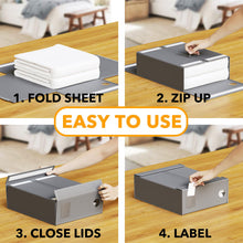 Load image into Gallery viewer, SpaceAid 8 Pack Bed Sheet Organizers and Storage, Foldable Sheet Organizer for Linen Closet, Sheets Set Folder Keeper with Window XL (Queen &amp; King Size) Bedding Container (Beige, 8 Pack)