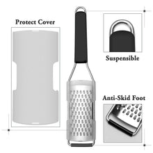 Load image into Gallery viewer, Lemon Zester Grater Three-piece Suit - Heavy Duty Kitchen Tool for Parmesan Cheese, Ginger, Garlic, Nutmeg, Chocolate, Vegetables，Fruits，Stainless Steel Grater Dishwasher Safe Black